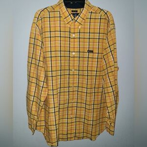 Chaps Yellow Plaid Casual Button Down Shirt Xl